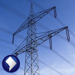 electrical utility transmission towers - with Washington, DC icon