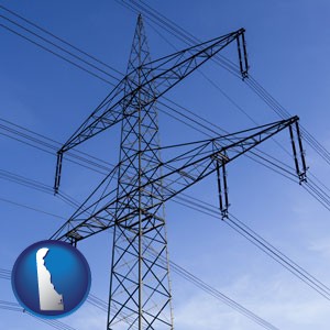 electrical utility transmission towers - with Delaware icon