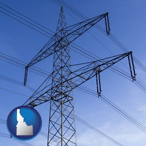 electrical utility transmission towers - with Idaho icon