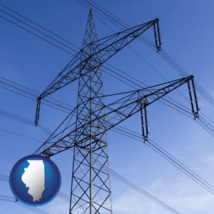 electrical utility transmission towers - with Illinois icon
