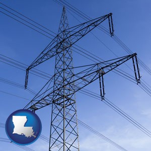 electrical utility transmission towers - with Louisiana icon