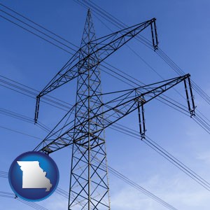 electrical utility transmission towers - with Missouri icon