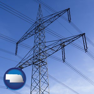 electrical utility transmission towers - with Nebraska icon
