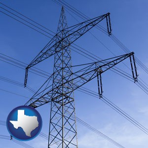 electrical utility transmission towers - with Texas icon