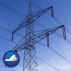 electrical utility transmission towers - with Virginia icon