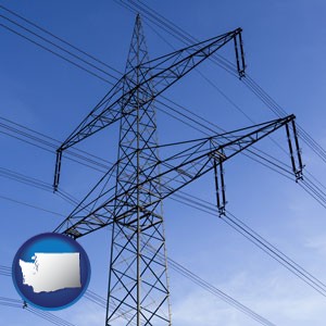 electrical utility transmission towers - with Washington icon