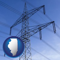 illinois map icon and electrical utility transmission towers