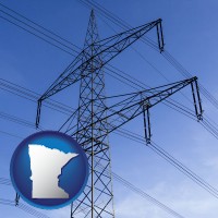 minnesota map icon and electrical utility transmission towers