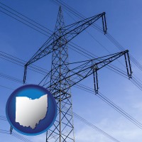 ohio map icon and electrical utility transmission towers